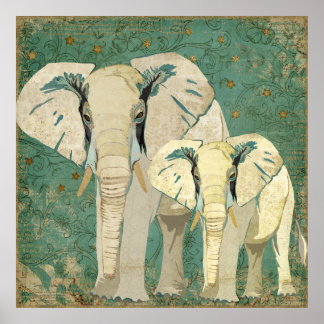Affiche de nuit des éléphants blancs