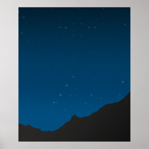 Affiche de nuit du ciel étoilé sur les montagnes