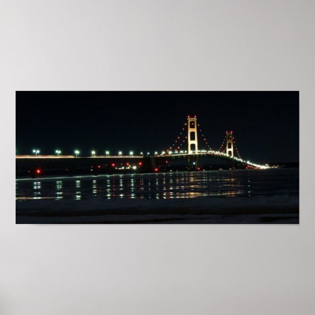 Affiche de nuit du pont Mackinaw (Devant)