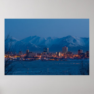 AFFICHE DE NUITS D'ANCHORAGE ALASKA