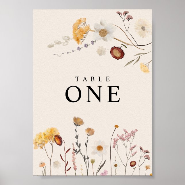 Affiche de numéros de table Fleur sauvage (Devant)