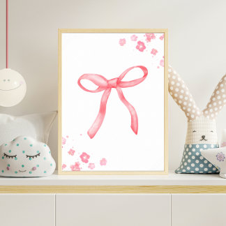 Affiche de nurserie à ruban rose pour bébé fille a