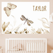 Affiche de nurserie bébé florale sépia vintage 18x