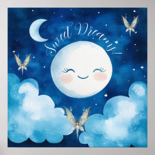Affiche de nurserie ciel nocturne bleu doux rêves