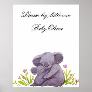 Affiche de nurserie de famille de koala à l'aquare