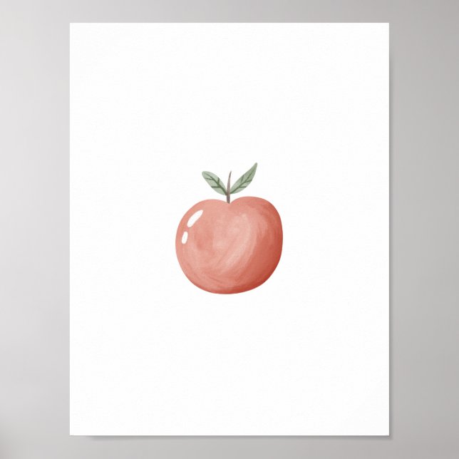 Affiche de nurserie de fruit de pomme rouge d'aqua (Devant)