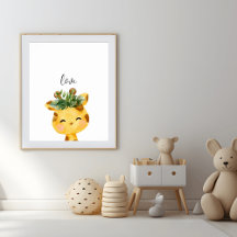 Affiche de nurserie de girafe bébé mignonne
