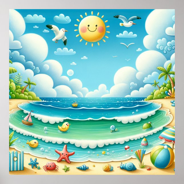 Affiche de nurserie de plage (Devant)
