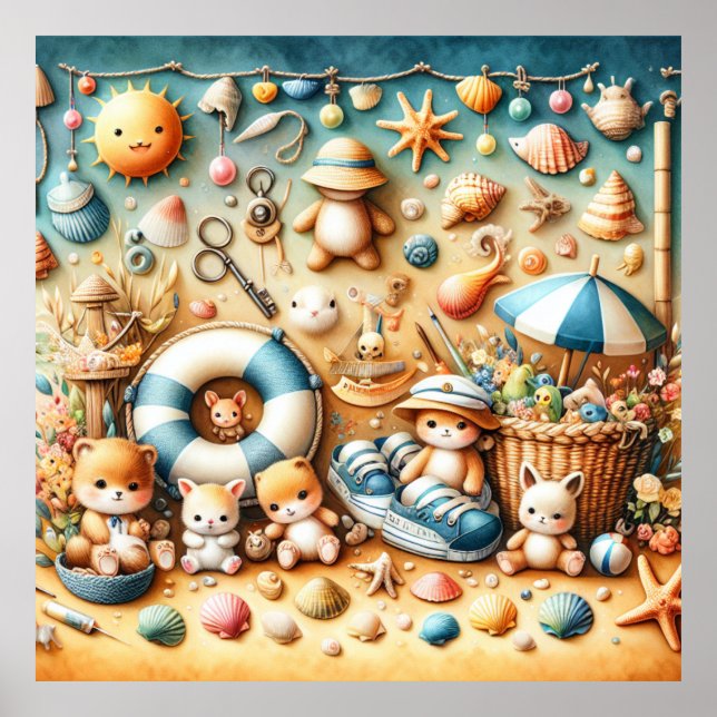 Affiche de nurserie de plage épinglée murale boho (Devant)