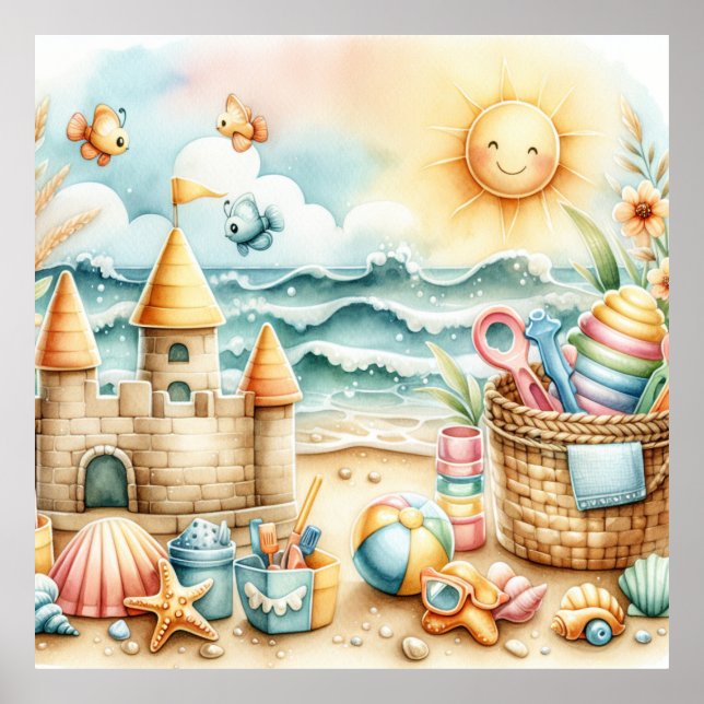 Affiche de nurserie de plage pastel (Devant)