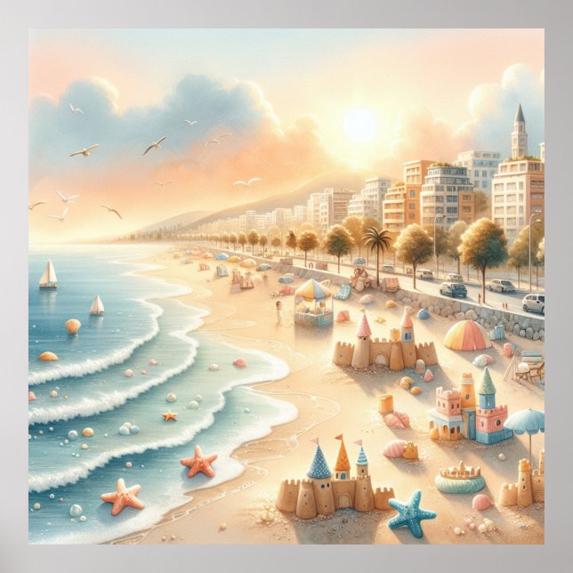 Affiche de nurserie de plage pastel (Devant)