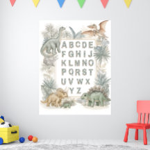 Affiche de nurserie en aquarelle Alphabet Dinosaur
