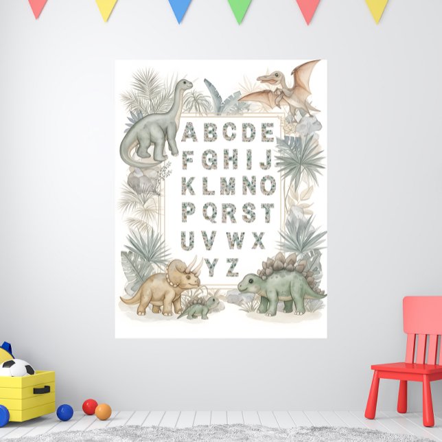 Affiche de nurserie en aquarelle Alphabet Dinosaur (Créateur téléchargé)