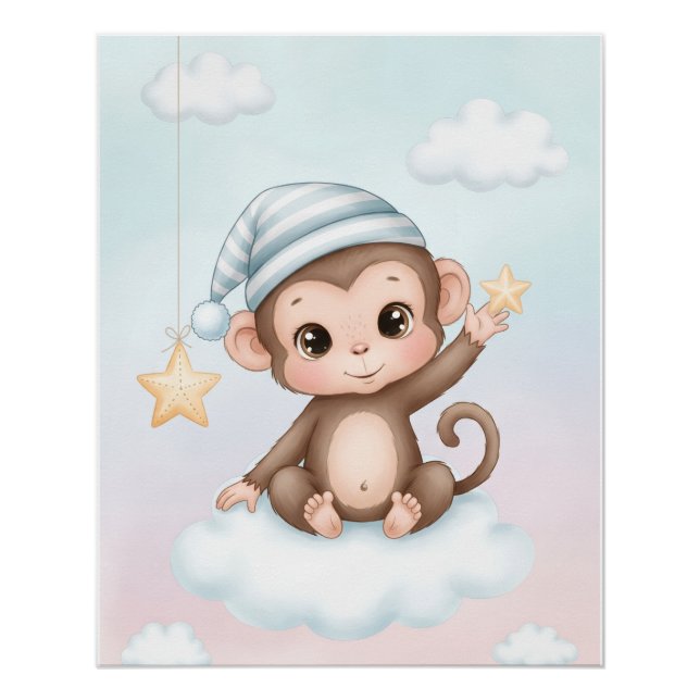 Affiche de nurserie mignonne singe (Devant)