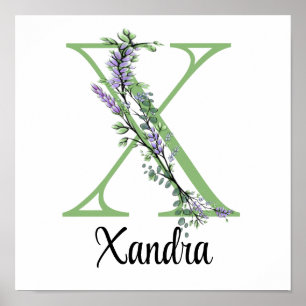 Affiche de nurserie Monogram X Lavande Eucalyptus