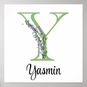 Affiche de nurserie Monogramme Y Lavande Eucalyptu