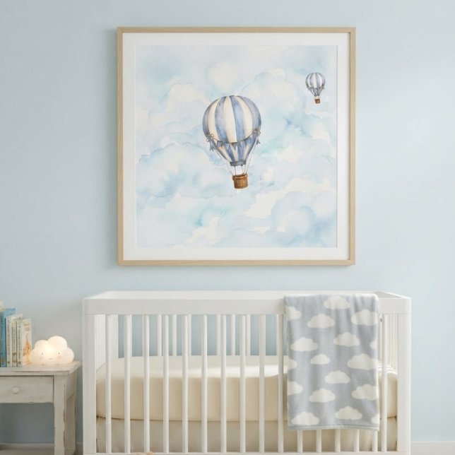 Affiche de nurserie montgolfière bleue (Créateur téléchargé)