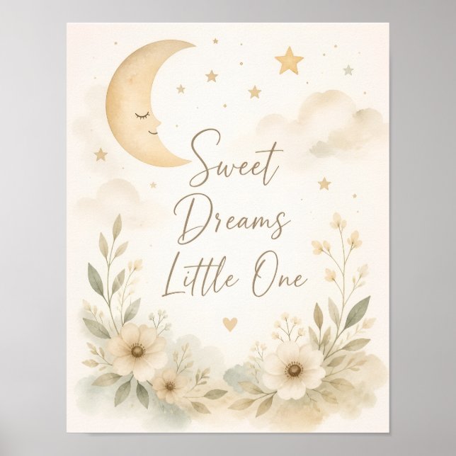 Affiche de nurserie pour bébé « Doux rêves petit(e (Devant)