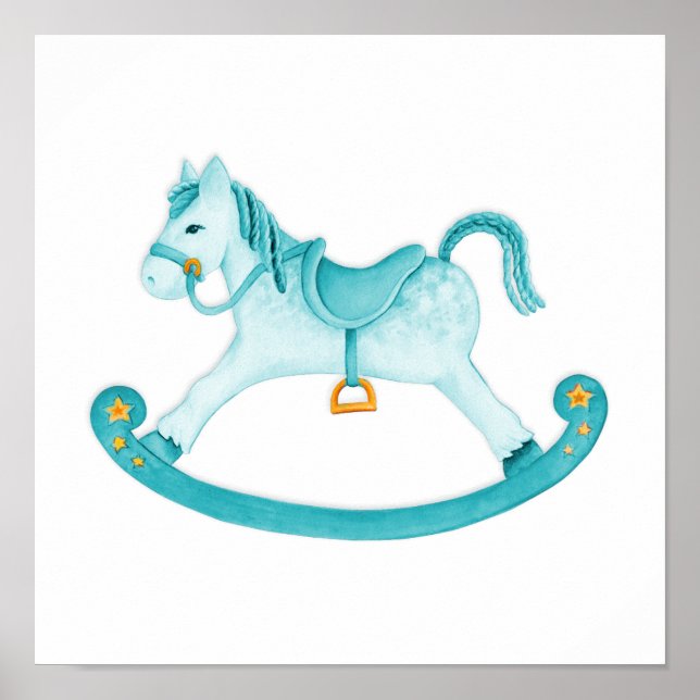 Affiche de nurserie pour enfants en aquarelle chev (Devant)