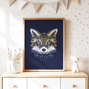 Affiche de nurserie renard de la forêt imprimée po