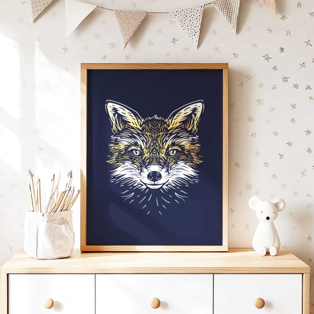 Affiche de nurserie renard de la forêt imprimée po (Woodland Fox Nursery Wall Art Poster Print by TinkPrints.)