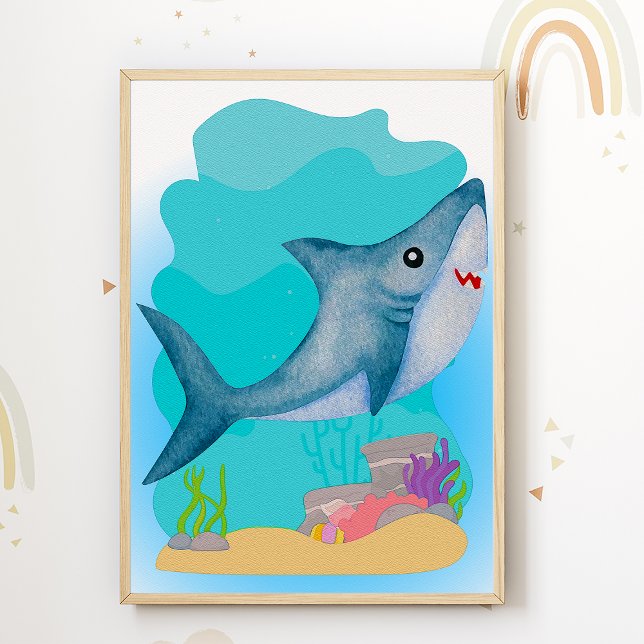 Affiche de nurserie requin pour chambre d'enfants (Créateur téléchargé)