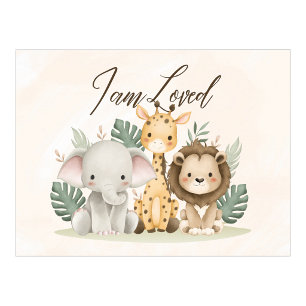 Affiche de nurserie Safari encourageante Je suis a