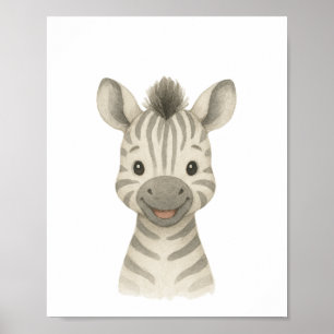 Affiche de nurserie safari pour bébé zèbre neutre 