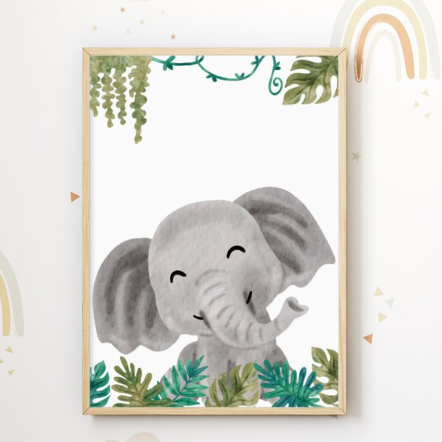 Affiche de nursery éléphant pour chambre d'enfants (Créateur téléchargé)