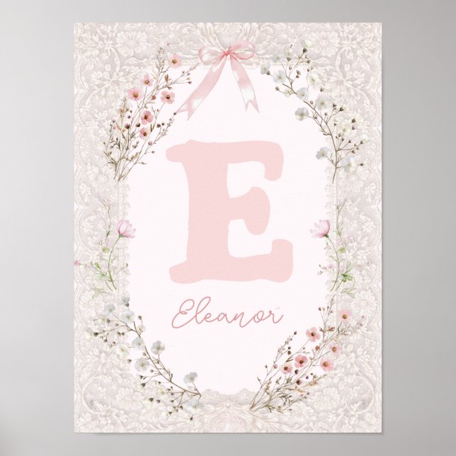 affiche de nursery initiale fille (Devant)