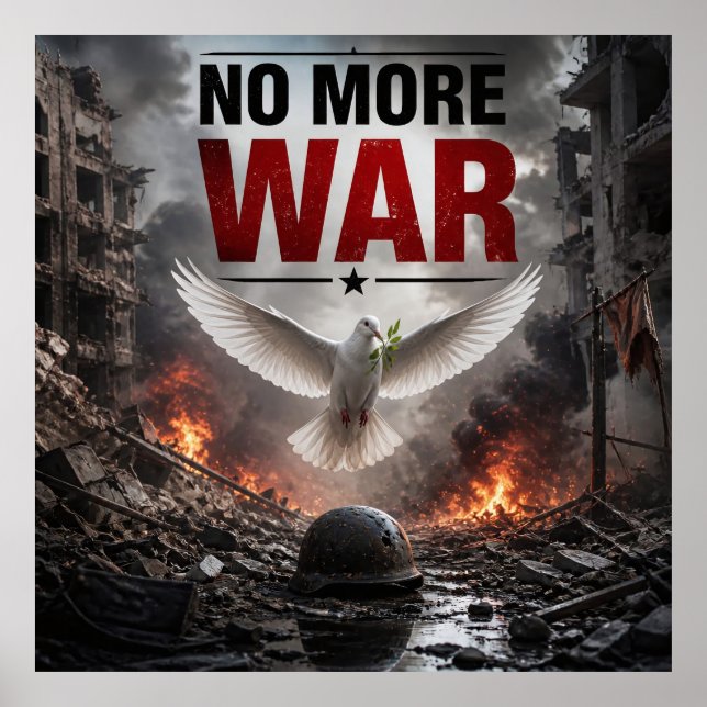 Affiche de paix Plus de guerre à travers les ruine (Devant)