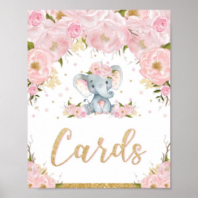 Affiche de pancarte de cartes éléphant anniversair (Devant)