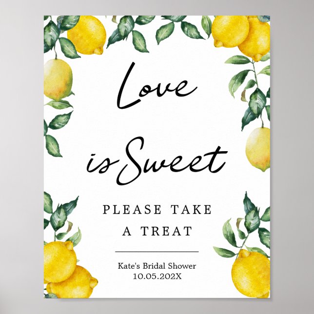 Affiche de pancarte de citrons doux d'amour (Devant)