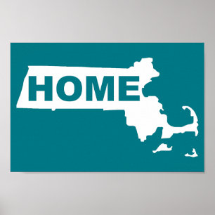 Affiche de pancarte de Massachusetts, maison loin