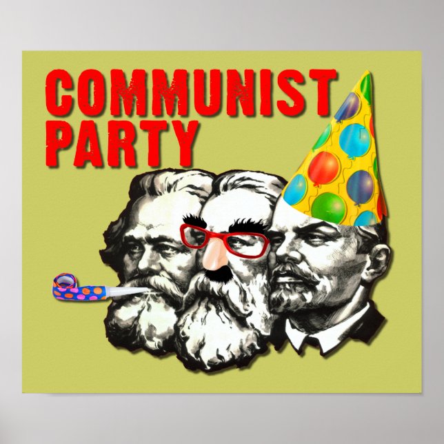 Affiche de pancarte de parodie drôle du Parti comm (Devant)