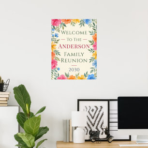 Affiche de pancarte de réunion de famille de fleur
