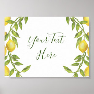 Affiche de pancarte de verdure de fleurs de citron