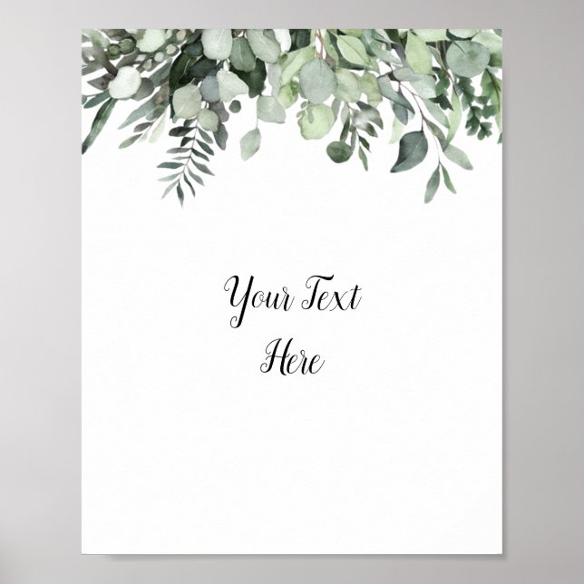 Affiche de pancarte de verdure d'eucalyptus à aqua (Devant)