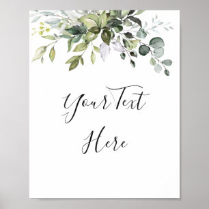 Affiche de pancarte de verdure d'eucalyptus à l'aq