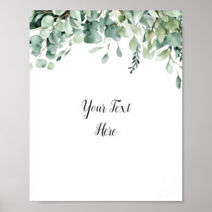 Affiche de pancarte de verdure d'eucalyptus à l'aq