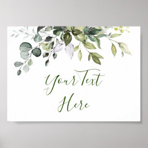 Affiche de pancarte de verdure d'eucalyptus à l'aq