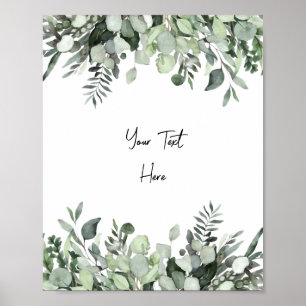 Affiche de pancarte de verdure d'eucalyptus à l'aq