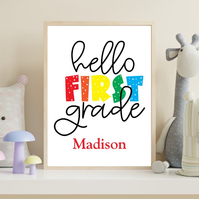 Affiche de pancarte pour le 1er jour de la premièr (Personalized Poster for First 1st Grader- Starting 1st Grade gift for boy or girl)