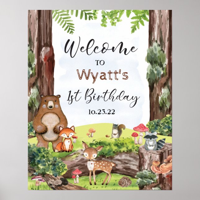 Affiche de panneau de bienvenue aux Animaux de la  (Devant)