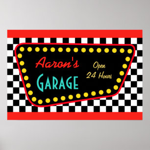 Affiche de panneau de garage rétro personnalisé