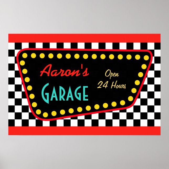 Affiche de panneau de garage rétro personnalisé  (Devant)