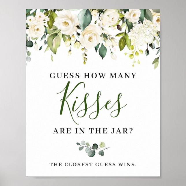 Affiche de panneau de signe floral de roses blanch (Devant)