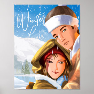 Affiche de papier d'hiver d'amour de vacances roma