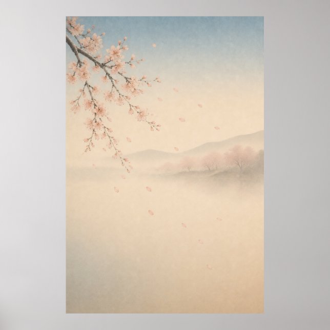 Affiche de papier japonais Sakura Waterfall Japand (Devant)