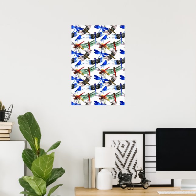 Affiche de papier peint abstrait de libellule à l' (Bureau à domicile)